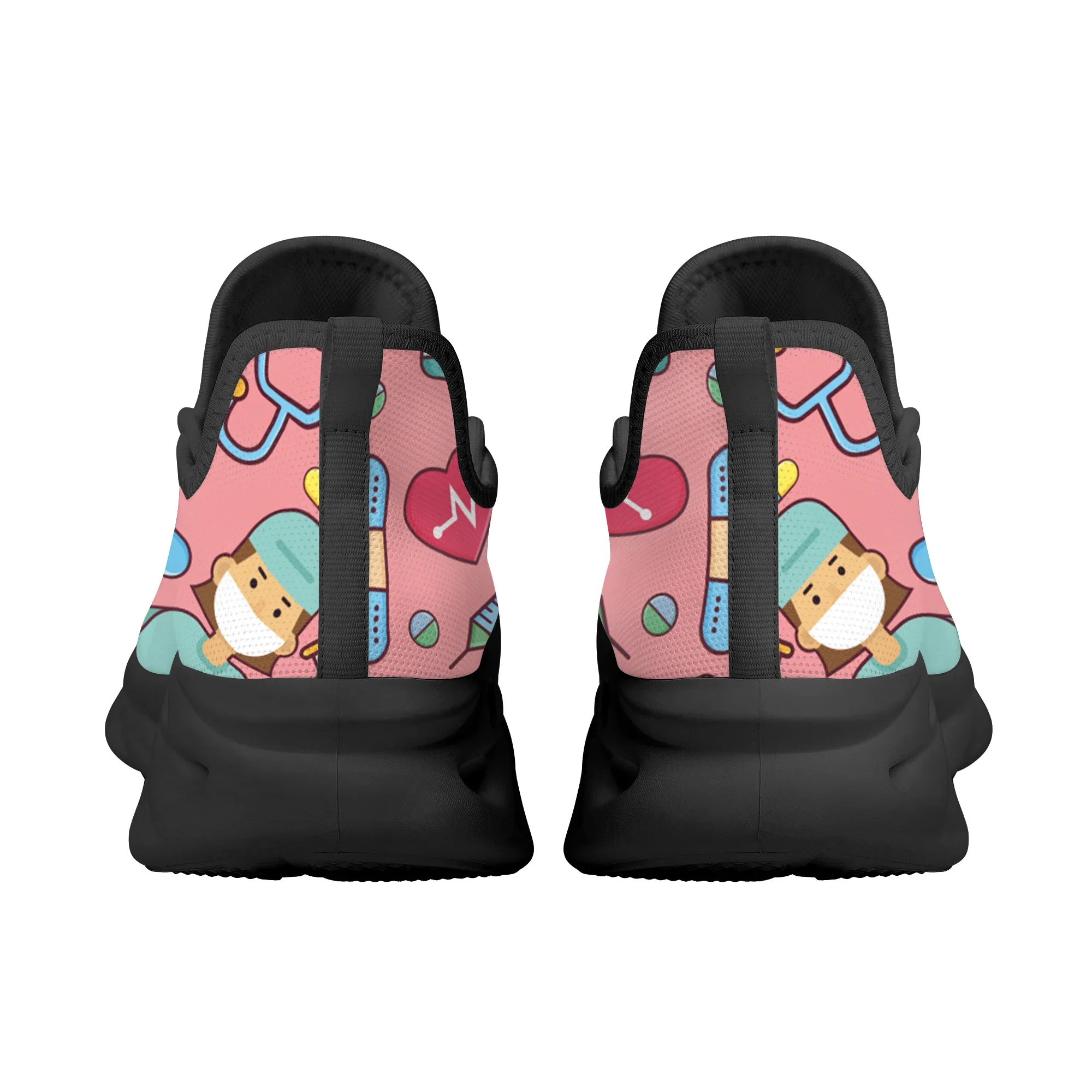 Pink Office Doctor And Nurse Printed Lightweight Breathable Shoes Lace Up Casual Shoes Outdoor Platform Shoes