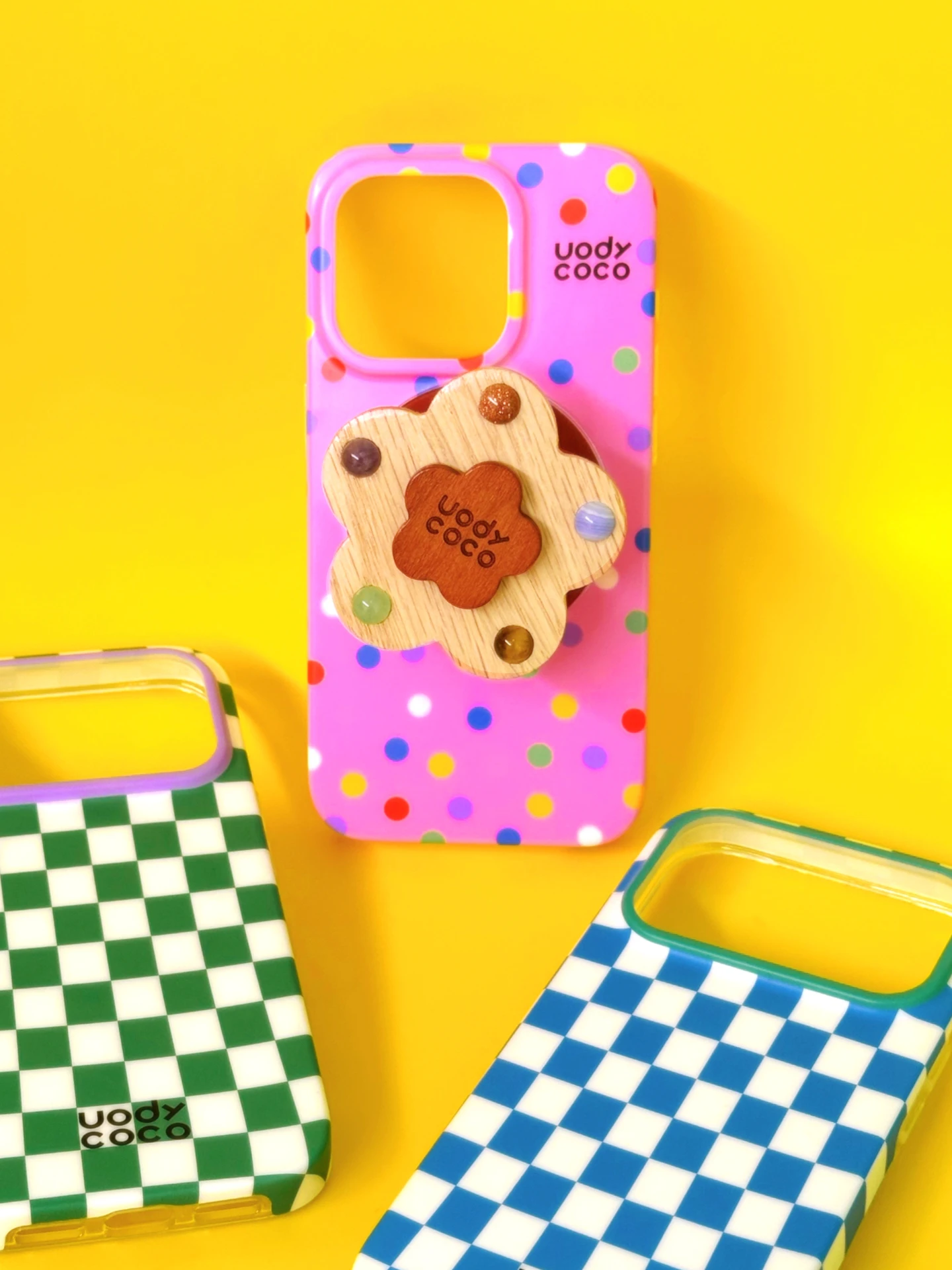 

Uody Original Stone Wooden Flower Mobile Phone Airbag Stand Rotatable Cute Cartoon Mobile Phone Holder Magnetic Absorption