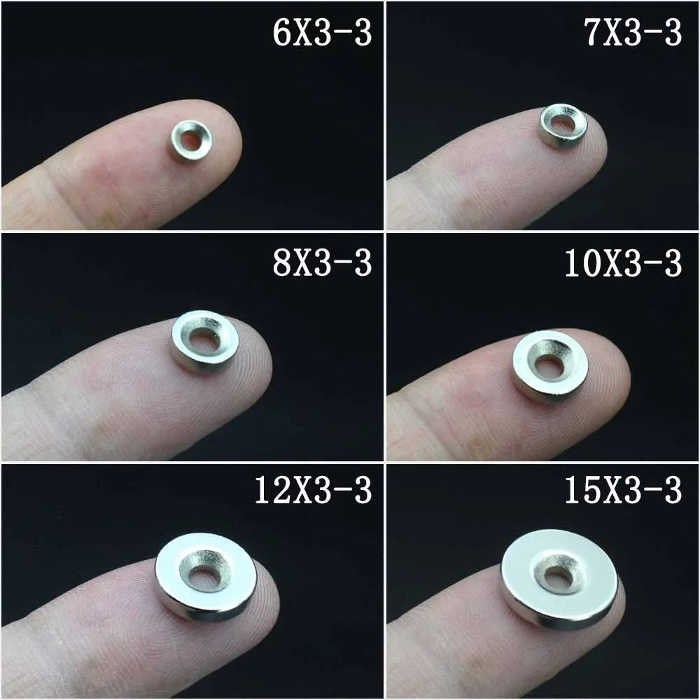 Round Magnet 6/7/8/10/12/15mm x 3mm Hole3mm Neodymium Magnet N35 Permanent NdFeB Super Strong Powerful Magnets With hole