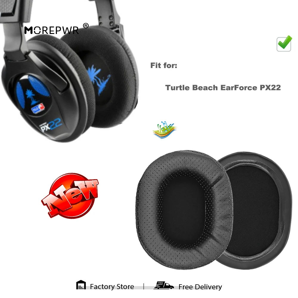 Morepwr Replacement Ear Pads for Turtle Beach EarForce PX22 Headset Parts Leather Cushion Velvet Earmuff Earphone Sleeve Cover