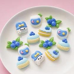 10PCS Blueberry cake cartoon resin accessories hairpin diy cream glue mobile phone case clip jewellery accessories