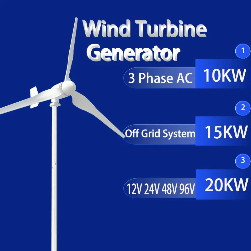 

Бытовая ветряная турбина 20000 Вт с горизонтальной осью, альтернативный генератор энергии 12 В 24 в 48 в 20 кВт, ветряные мельницы с гибридным контроллером MPPT