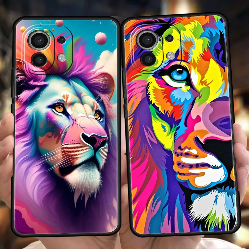 Colorful Lion Phone Case Cover for Xiaomi Mi 15 14 13 12 11 Ultra 14T 13T 12T 11T 10T Pro Lite 5G Shockproof Silicone Capas Bags