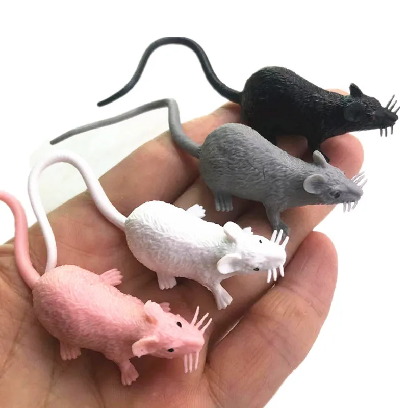 

New Type of Prank Mini Mouse Model And White Flower Spider Horror Spoof Scary Halloween April Fools Toy Plastic Animals Figures