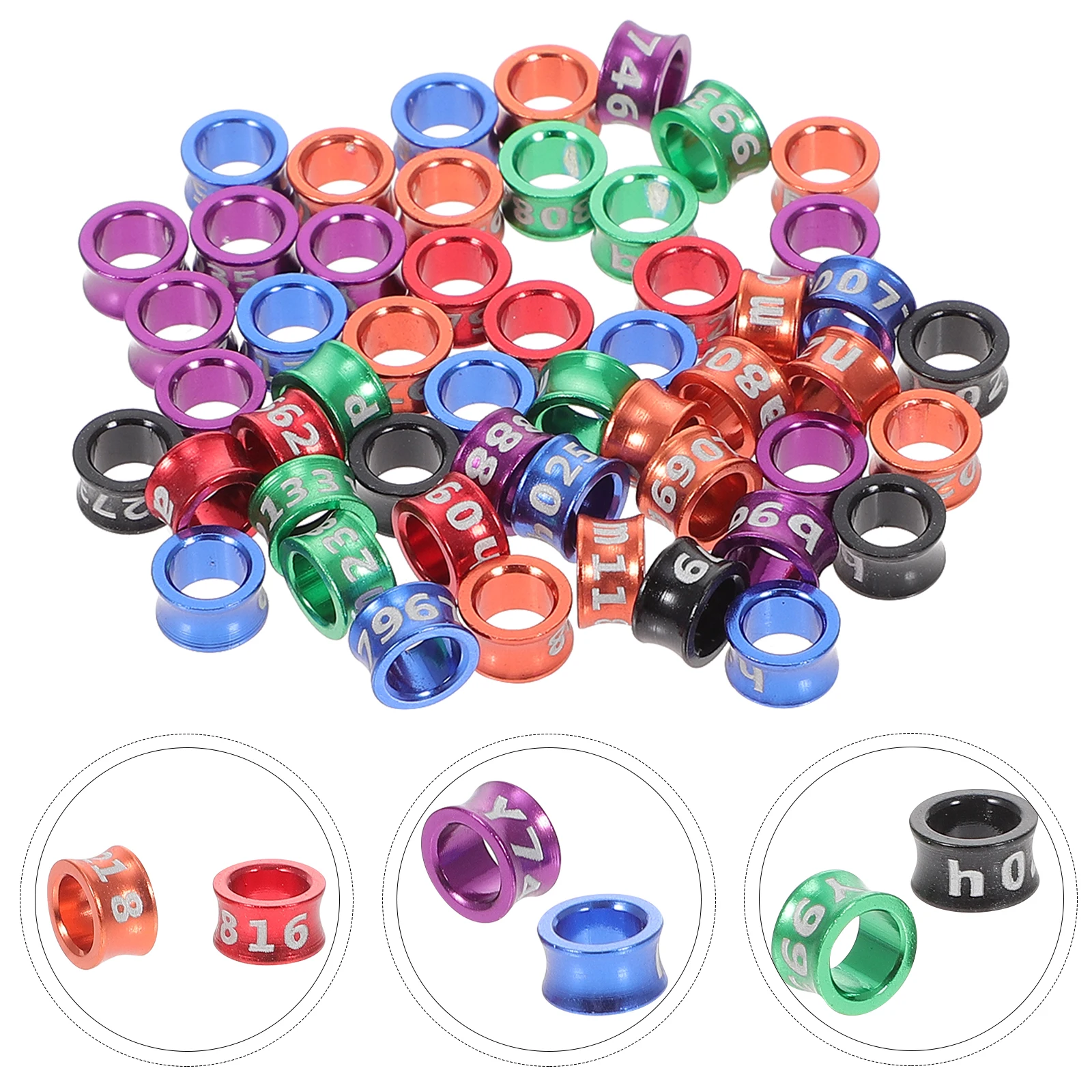 

50pcs Closed-Mouth Bird Leg Bands Foot Rings for Pigeons Parrots Racing Homing Metal Alloy Lightweight Durable Sturdy Small