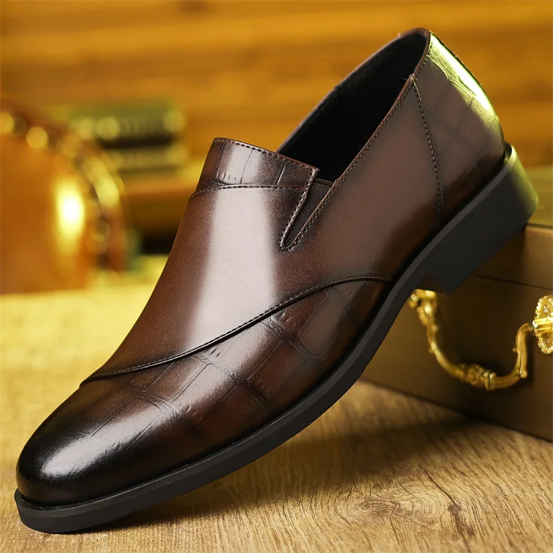 

Autumn Men's Plus Size Leather Loafers Business Formal Shoes Comfortable Wide Width Dress Shoes for Office Wedding Driving Easy