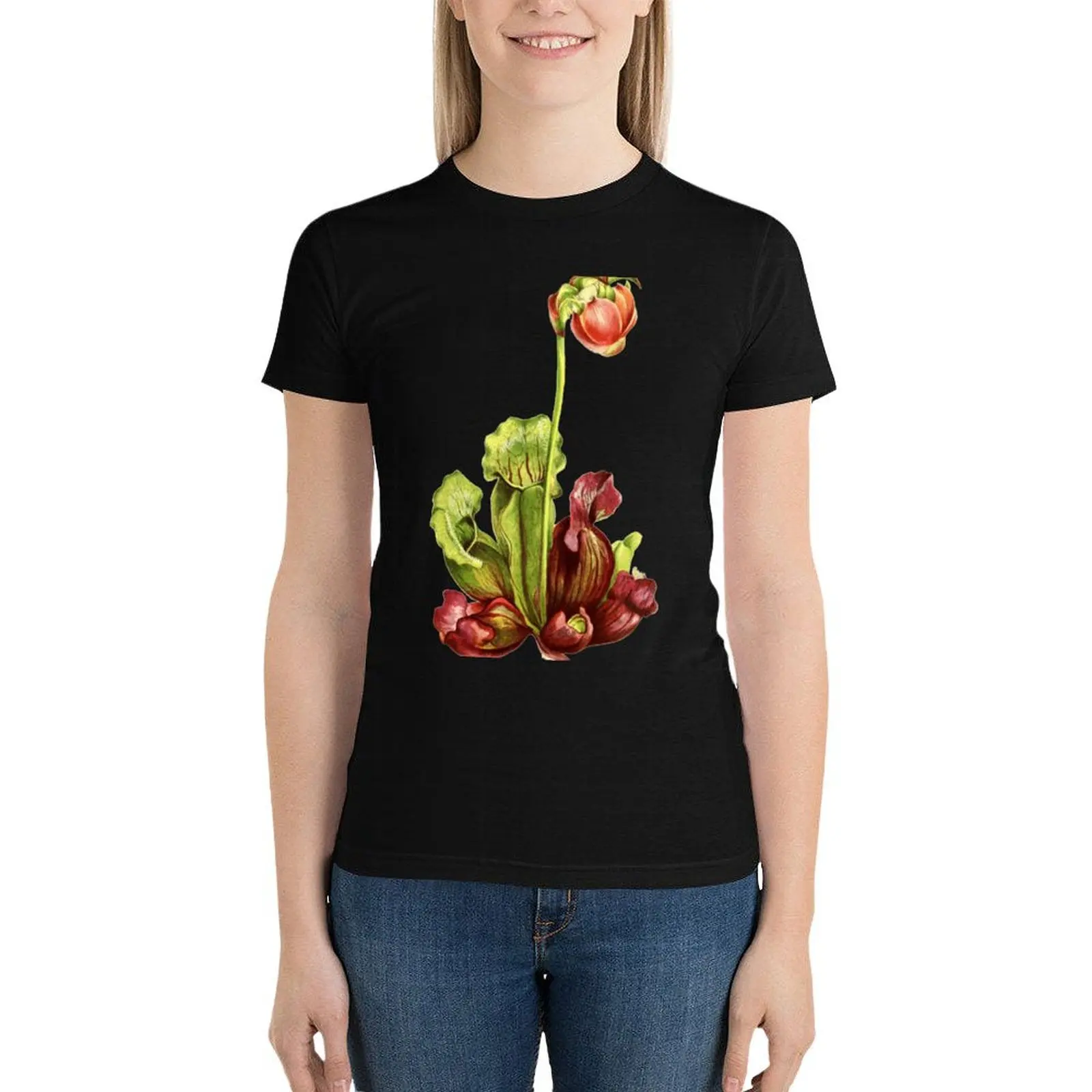 

Sarracenia purpurea - The Purple Pitcher Plant T-Shirt lady clothes customs design your own female t-shirts for Women loose fit