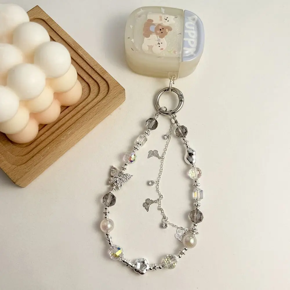 معلقة الحبل الاكريليك فراشة سلسلة هاتف Bowknot الحب القلب Y2K الهاتف سحر حزام Ins Y2K الحب القلب مطرز سلسلة الفتيات