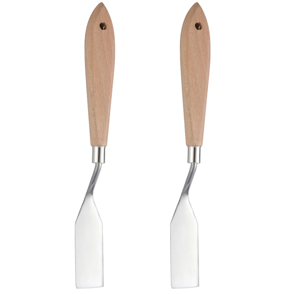 

2pcs Oil Painting Scraper Stainless Steel Smooth Edge Color Mixing Tool For Artists Students Teachers Spatula Pigment Scraper