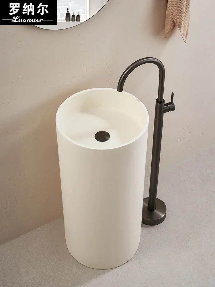 Cream wind bathroom column basin floor-to-ceiling integrated square circular sink art skin-sensitive glossy face wash table