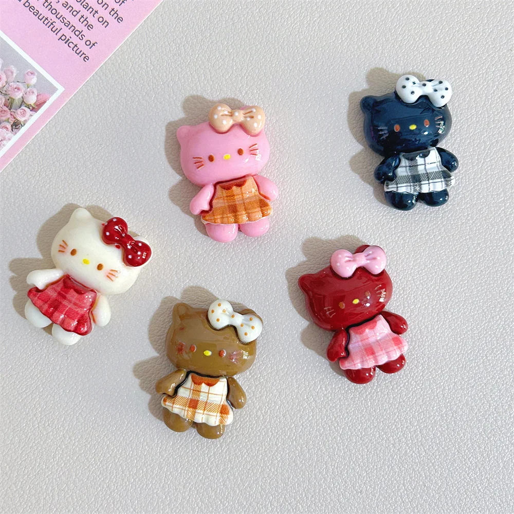 10Pcs New Mini Kawaii Warm colored cartoon kitten Series Flat Bottom Scrapbook  DIY Jewelry Making Hairwear Accessorie A21