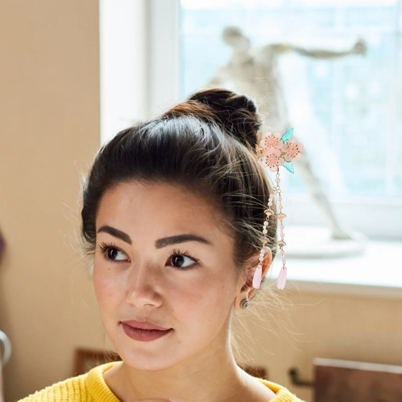 

Заколка для волос в китайском стиле Hanfu с кисточкой, легкая булочка для волос для выпускного вечера, свадьбы, юбилея, ретро украшения для волос