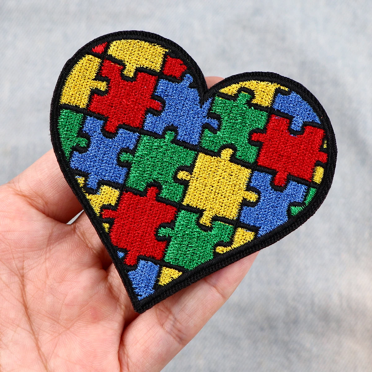 Autism Awareness Puzzle Embroidered Patches For Clothing Badge Adhesive Patches Cartoon Patches On Clothes Stickers Appliques