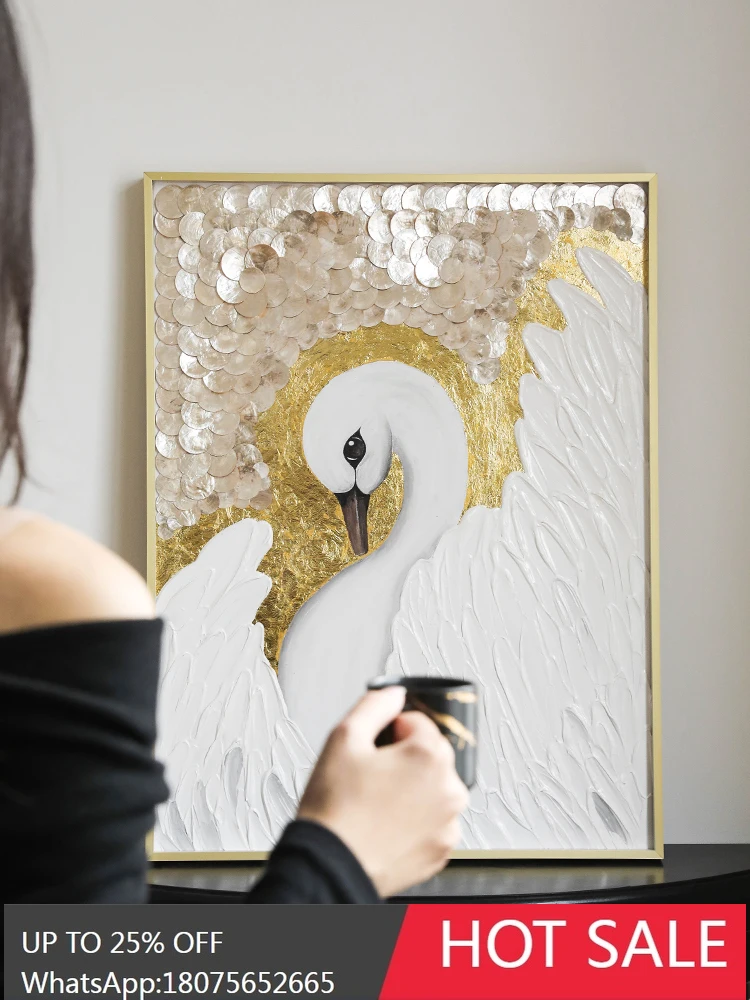 

MJY High-End Hand-Painted Light Luxury French Shell Decorative Painting Living Room Wall Hanging Painting