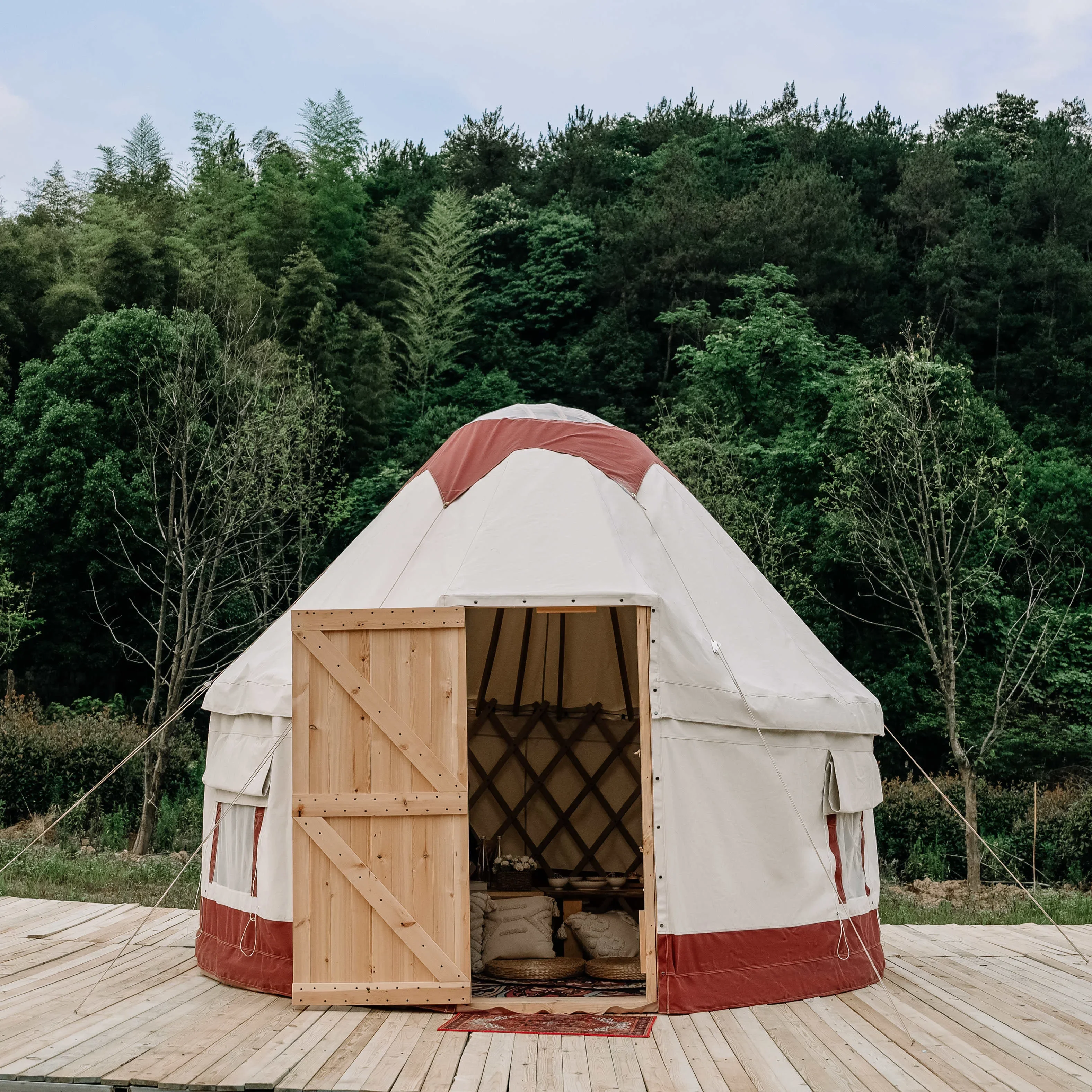 

12ft 4 Season Yurt Home Luxury Mongolian Glamping Canvas Yurt Tent Outdoor Camping Bell Tents