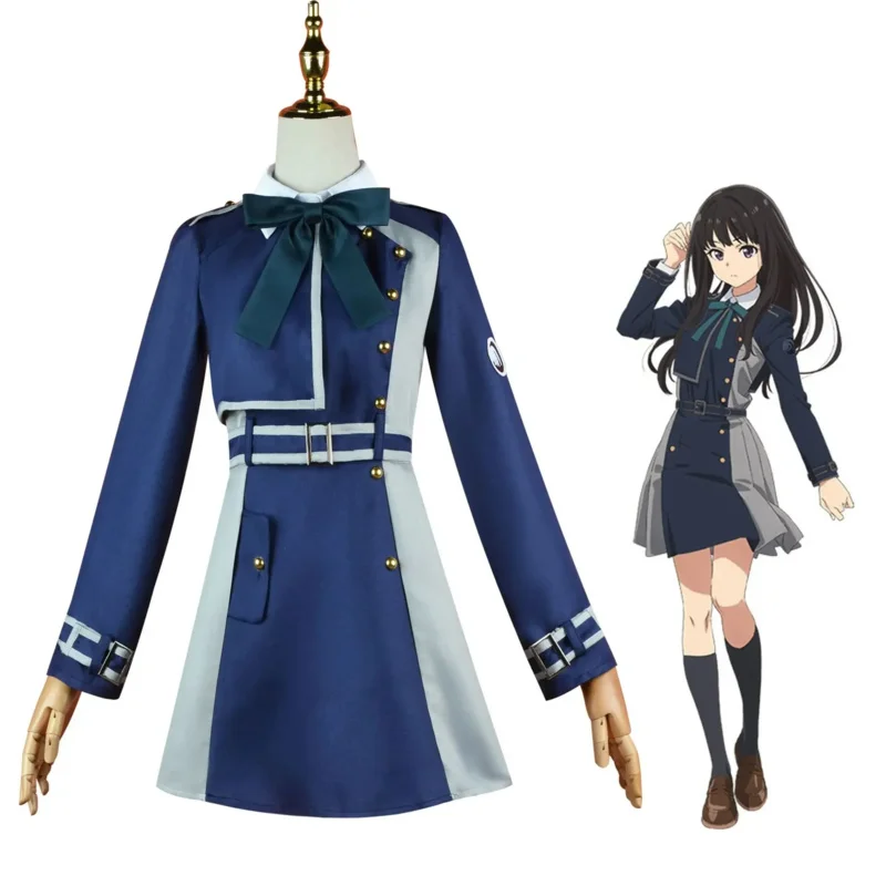 Anime Lycoris Recoil Inoue Takina Nishikigi Chisato Cosplay Kostüm Japanische Kimono Kleid Café Arbeitskleidung LycoReco Outfit Frauen