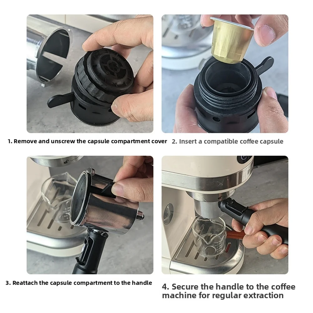 51mm Portafilter Handle for Pod Coffee Extraction Systems Compatible with 37mm and 28mm Ergonomic Grip and Cleanable Basket view 6