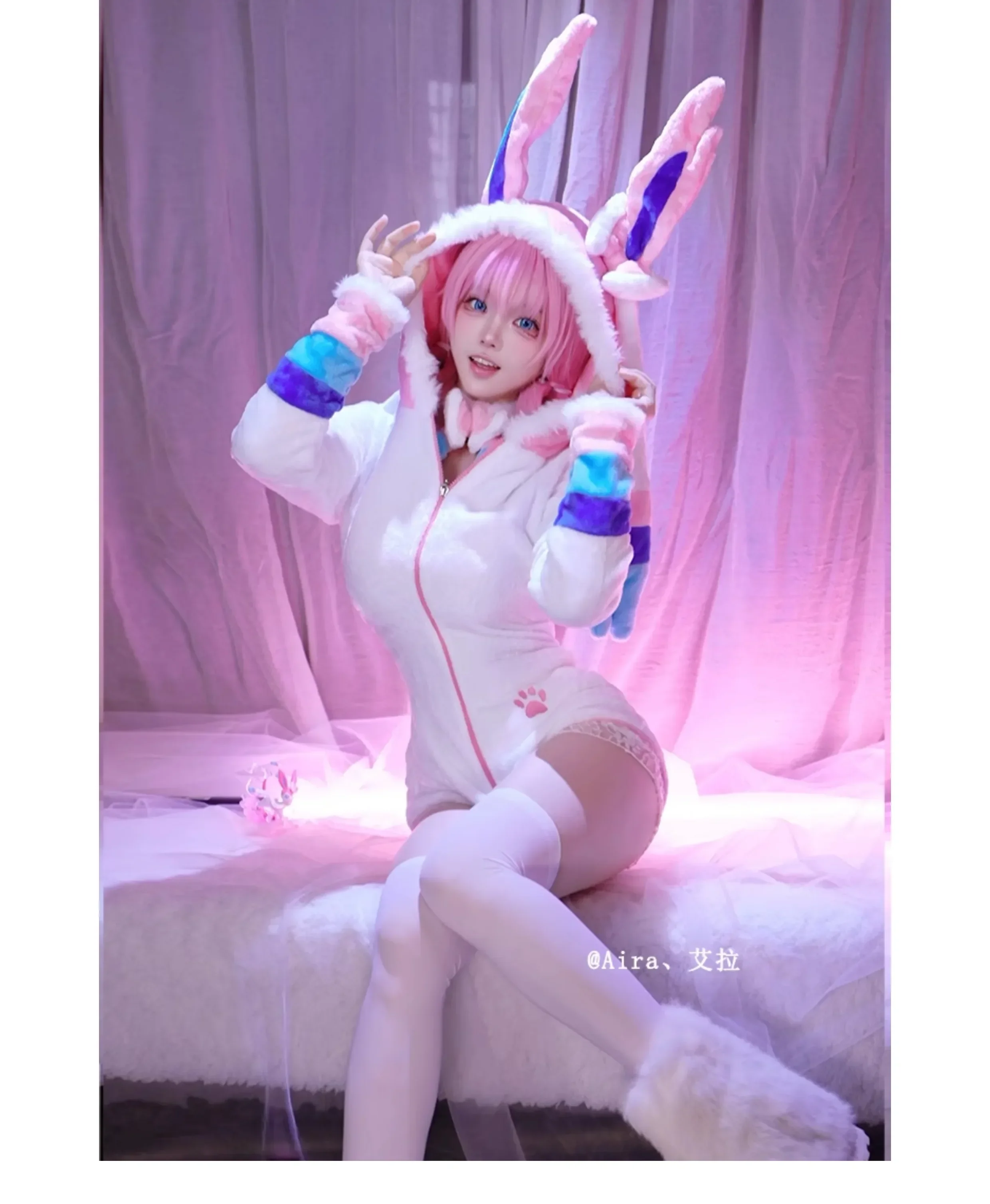 

Plush Fairy Cosplay Women's Pink and White Costumes Halloween Christmas Party Games Anime Couple Fun Games Costumes