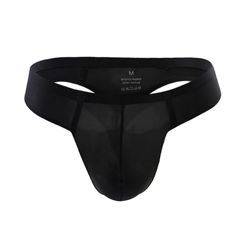 Men Ice Silk Underwear Mens Thongs G String Panties Underpants Sexy Penis Pouch Briefs Man Bikini hombre Cueca Jockstrap