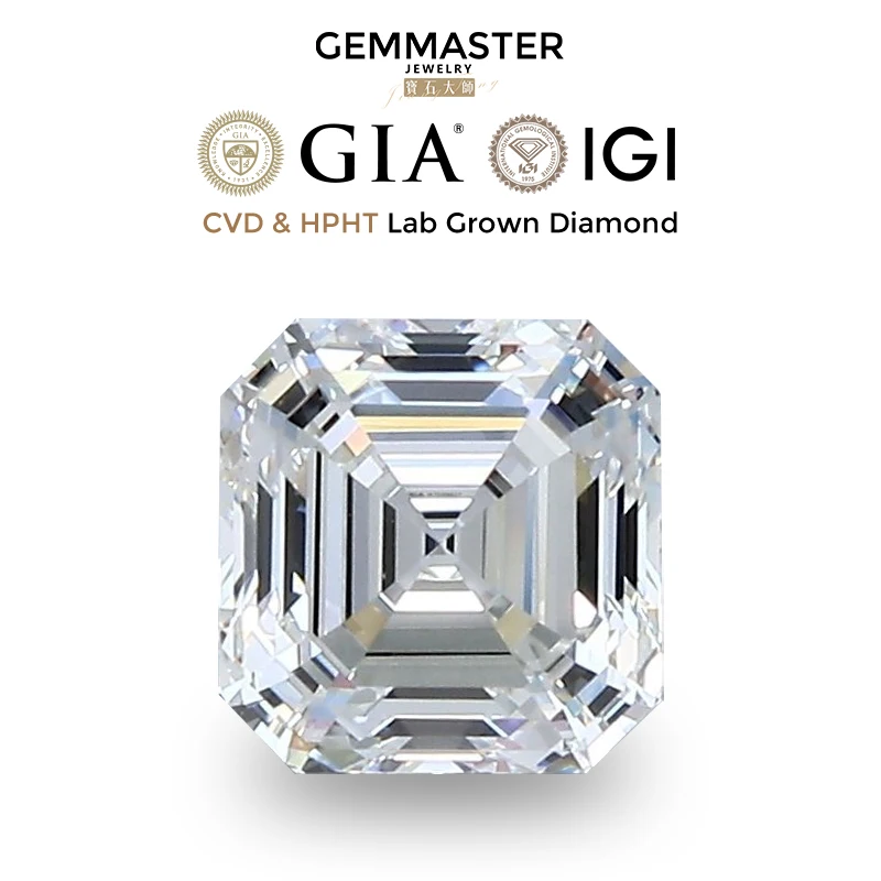 Asscher قطع مختبر نمت الماس GIA IGI شهادة 1ct 2ct 3ct الماس الاصطناعية بالجملة HPHT CVD مختبر حقيقي الماس VVS