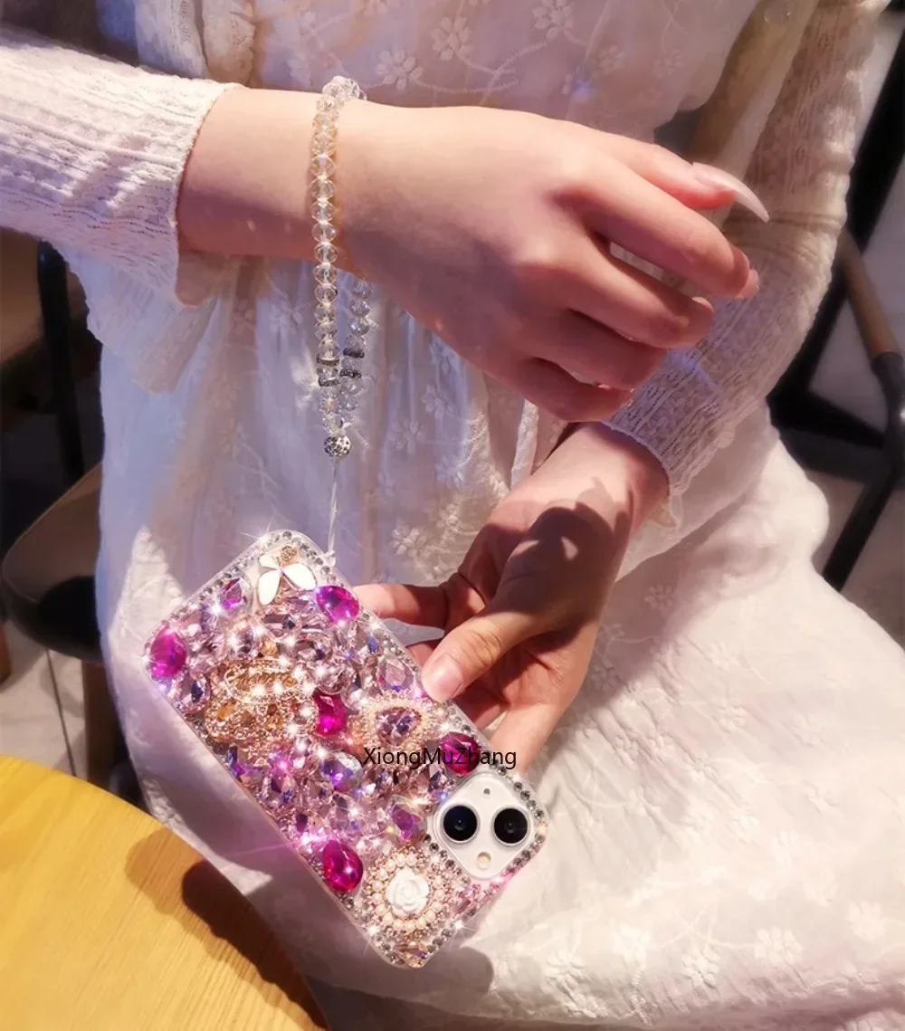 Beautiful Custom Rhinestone Phone Cover Wrist Straps for Motorola G32 G42 G52 G62 G72 G82 G22 G23 G24 G34 G53 G54 G84 G04 G100