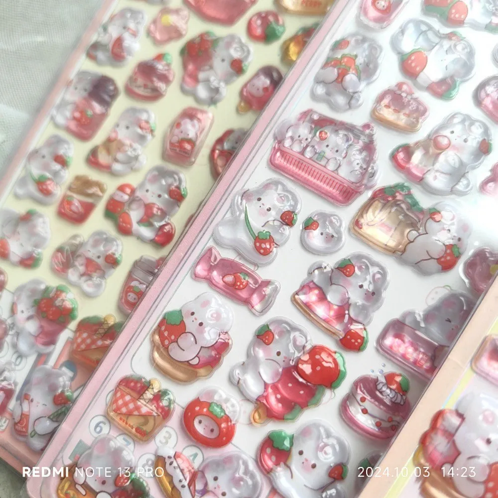 

1-4 шт. забавные наклейки с тиснением животных и кристаллами — 3D приподнятая текстура, милый декор для ноутбука, чехла для телефона и поделок своими руками