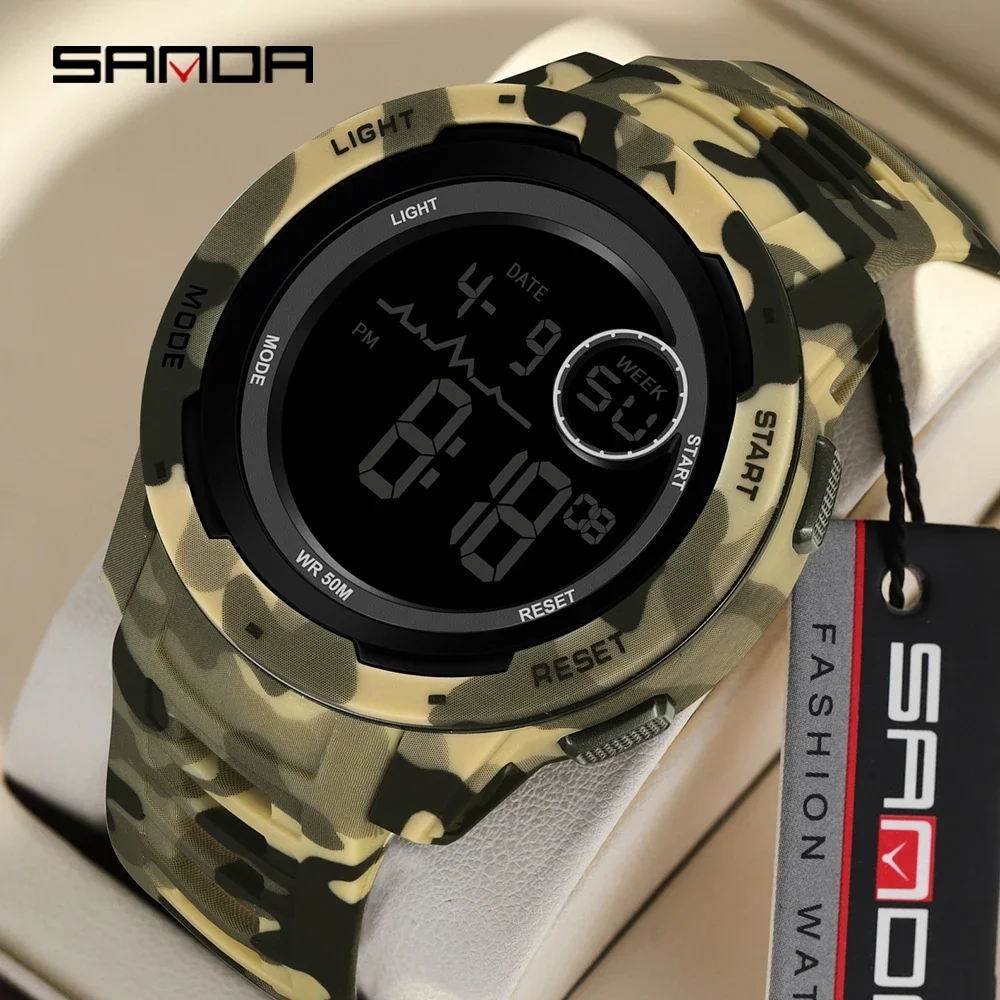 

Sanda electronic watch popular camouflage military style trend cool alarm clock multifunctional men's electronic men's watch