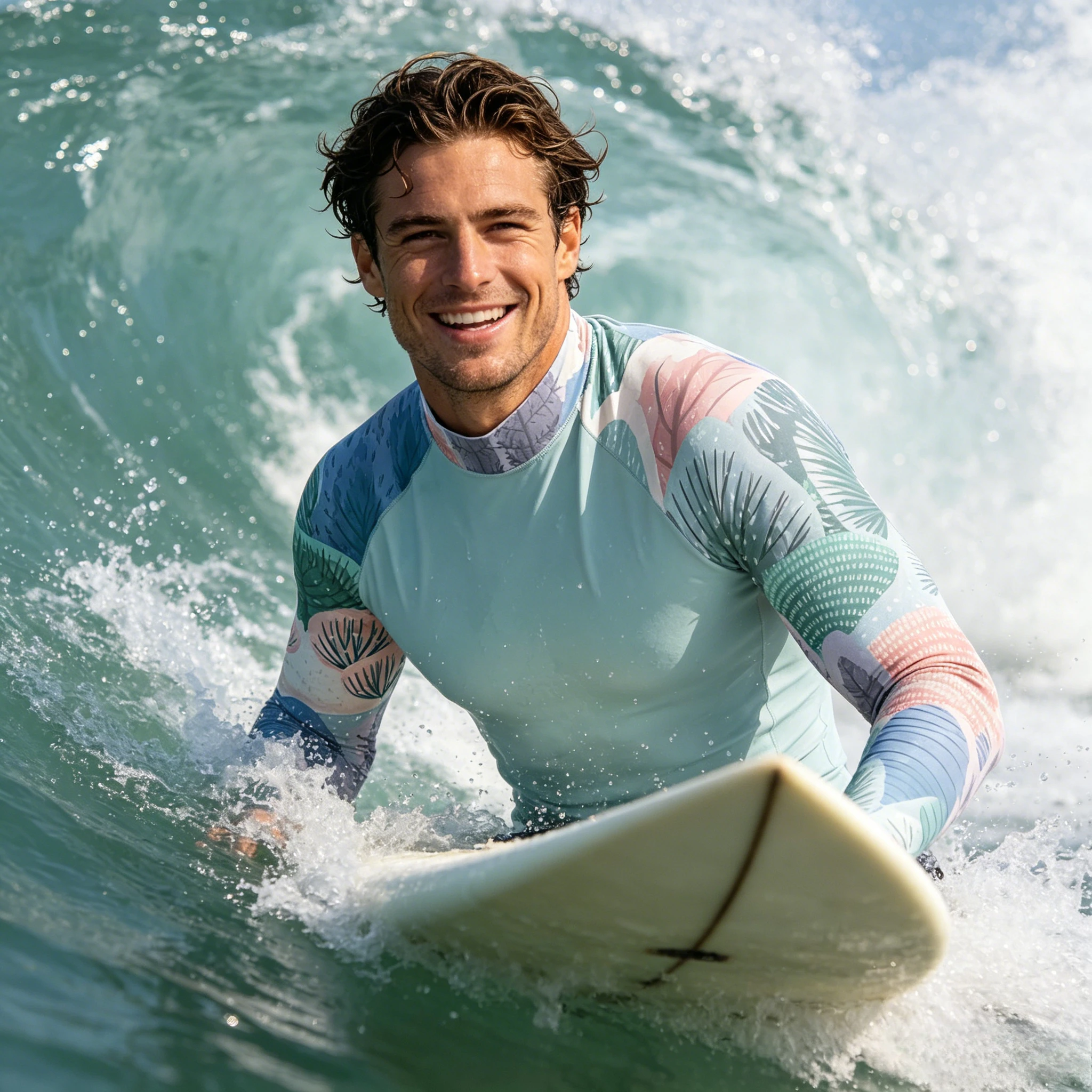 Camiseta de Surf de Manga Larga para Hombre 2026, Protección Solar, Tela Lycra Suave, Sudadera de Surf, Protección UV, Traje de Baño