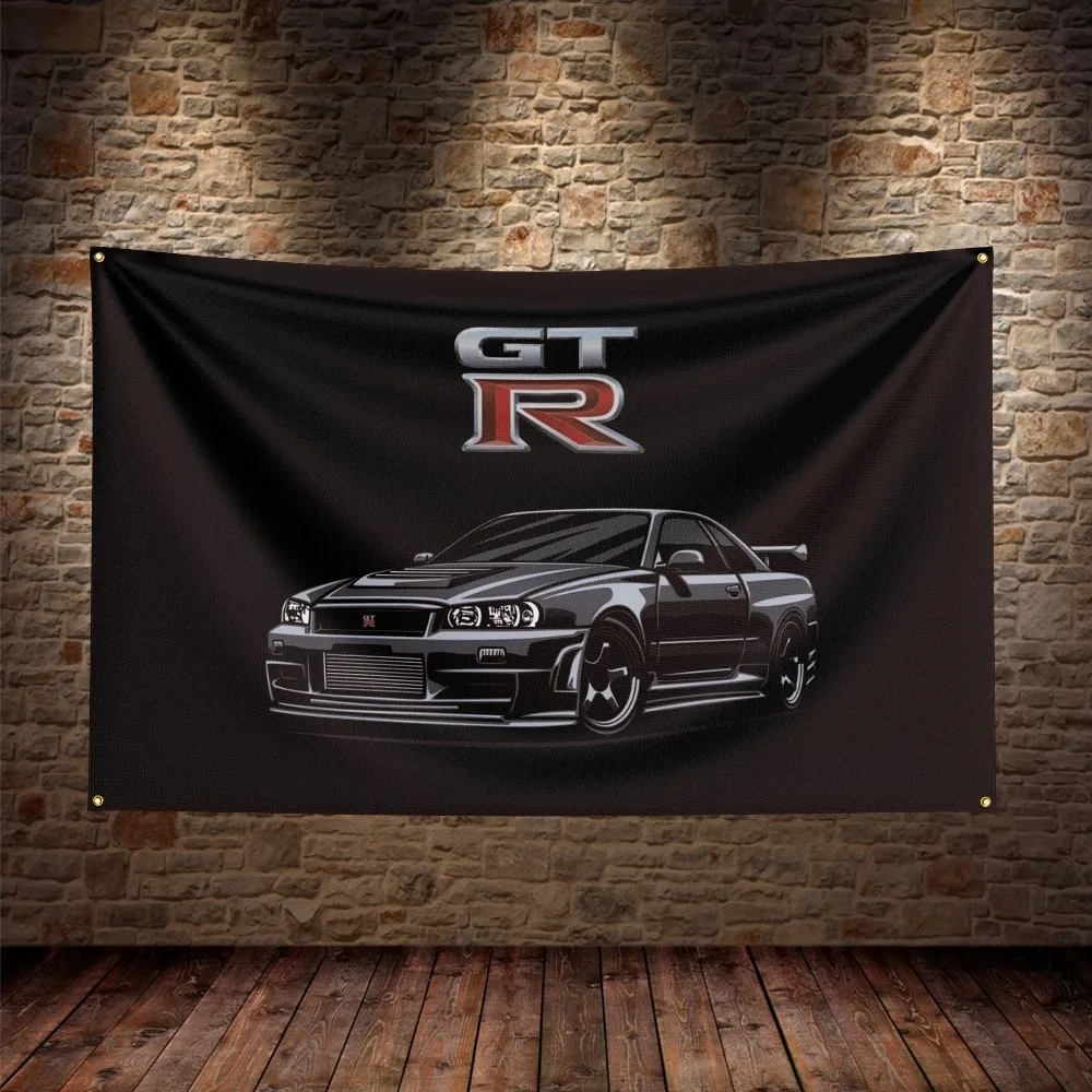 3X5Ft JDM Gtr Flag Polyester Digital Printing Car Banner For Decor 35