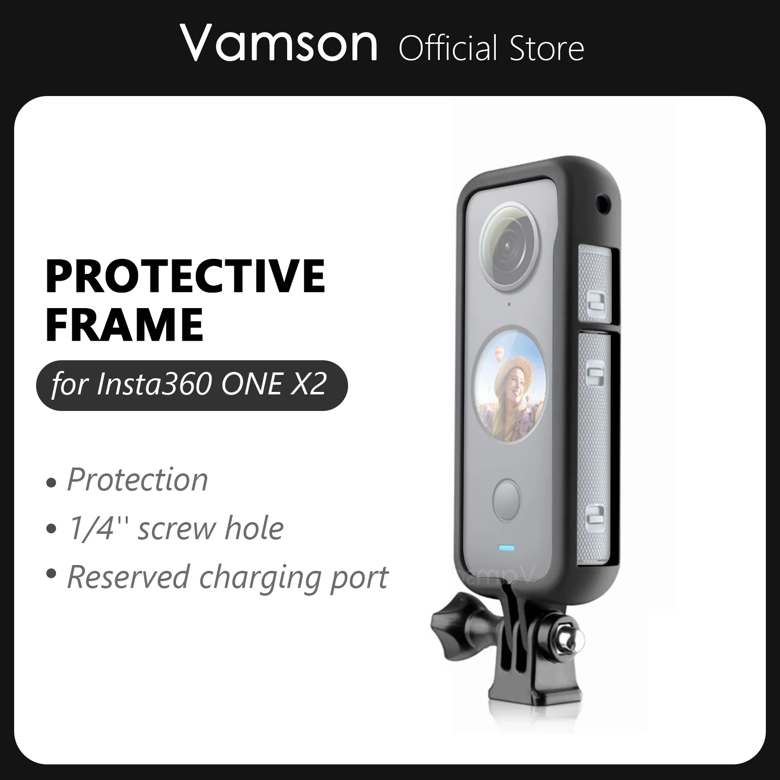 Vamson for Insta 360 One X2 액세서리 Insta360 액션 카메라 VP603 용 보호 프레임 테두리 케이스 어댑터 마운트