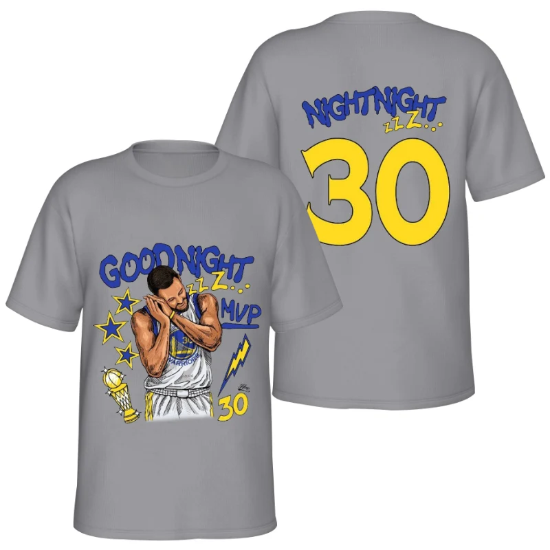 New Stephen Curry good night pattern Y2k Harajuku print high-quality pure cotton men's and women's sports and leisure T-shirt