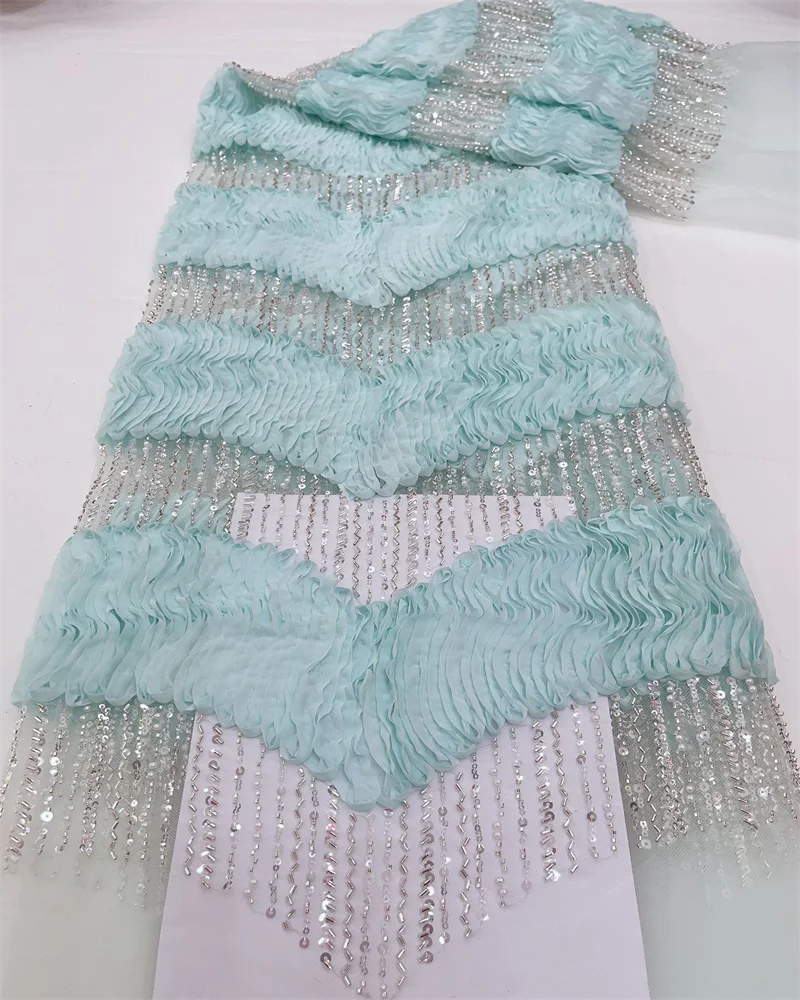 

Luxury African Groom Sequins Lace Fabric High Quality 2025 Beaded Embroidery French Tulle Lace For Nigerian Wedding Dress
