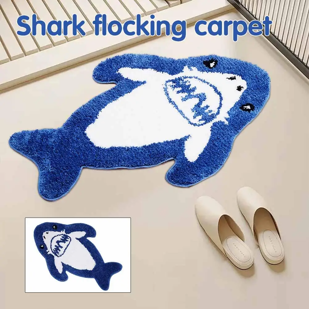 

1pc Super Absorbent Cute Cartoon Skidproof Shark Craft Flocking Weaving Rug Soft Rugs Carpet For Bedroom Bathroom E0q1