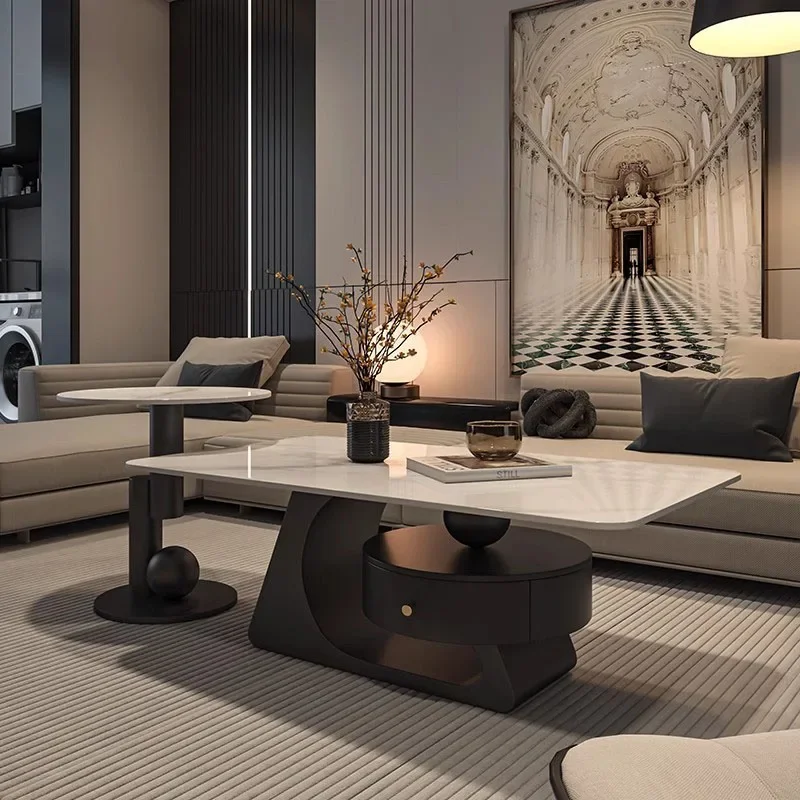 Mesa de centro moderna Glamour, Mesa de centro elegante europea rectangular clásica, Mesa baja de belleza, Mesa Recibidor, muebles de lujo