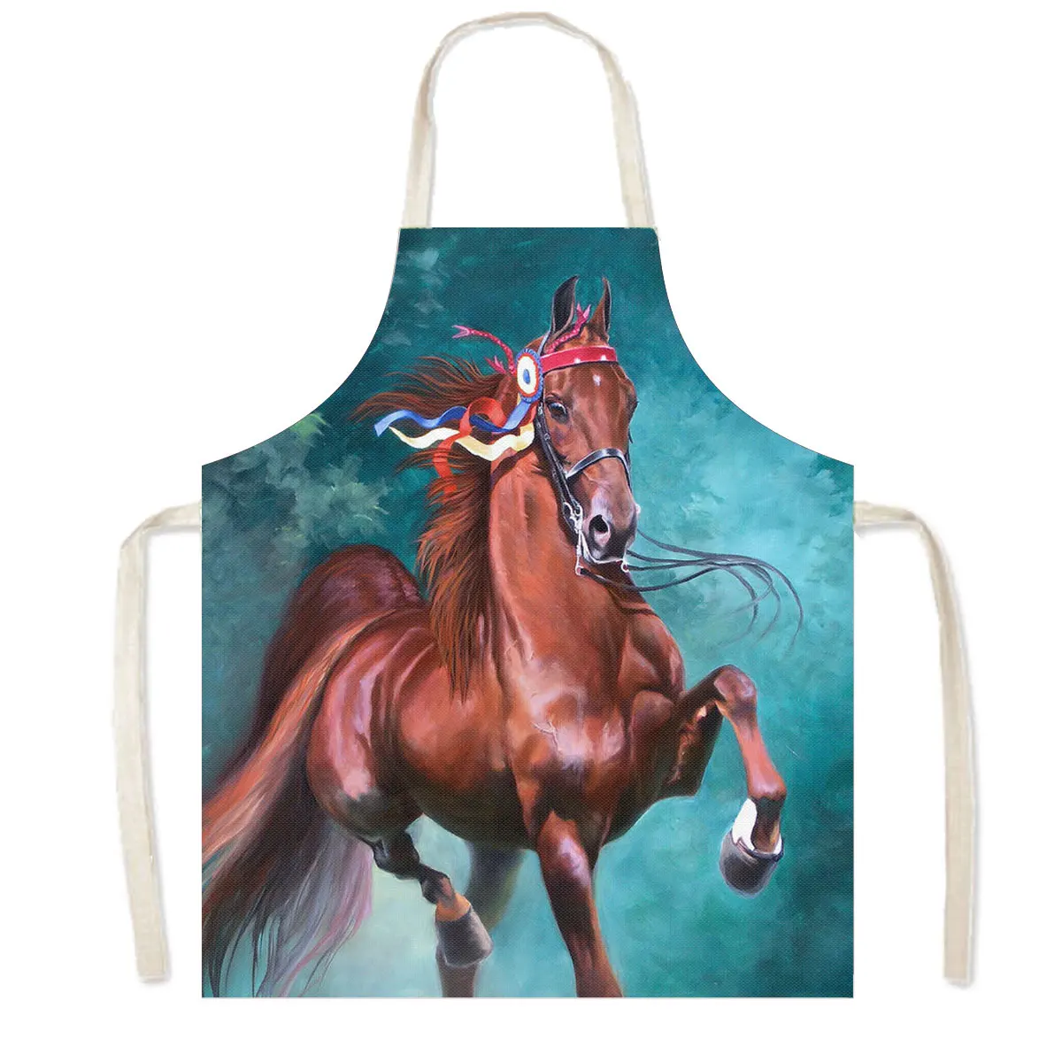 Cool Horse Print Kitchen Aprons Running Pony Women Men Home Cleaning Clothing Chef Cooking Pinafore Girls Apron for Nail Salon