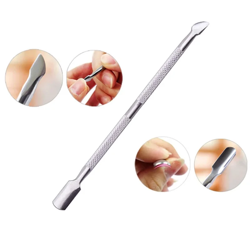 "طقم أدوات مانيكير من الفولاذ المقاوم للصدأ مكون من 3 قطع، ترقية أداة دفع البشرة، متينة وصحية، للنساء"