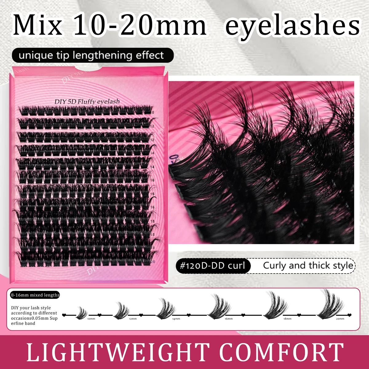 

3D Fluffy DIY Natural Look Lash Clusters Eyelash Clusters CC/DD Curl 10-20mm Individual Messy Cluster Eyelash Extensions 240pcs