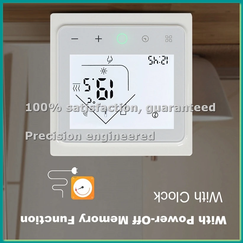 

Умный Wi-Fi термостат Tuya 16А для теплого пола (вода/электричество) и газового котла (вода/газ) - контроллер температуры (белый) - ABLA