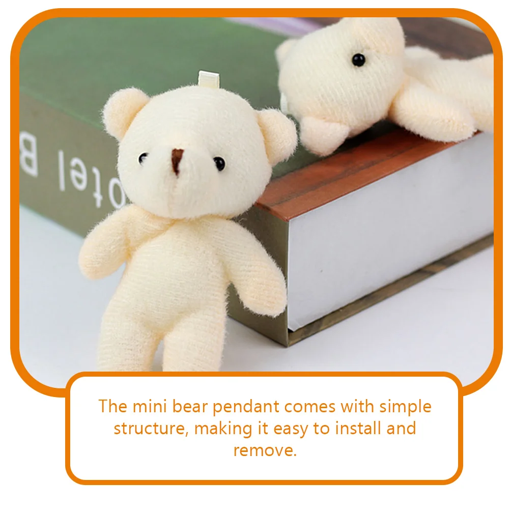 20 Pcs Plush Keychain Cute Mini Bear One-piece Bare (20pcs) Decorative Figurines Multi-function Suspending Baby