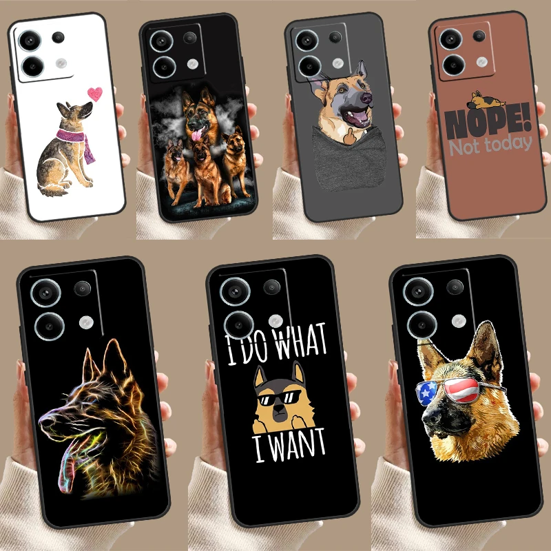 German Shepherd Dog Cartoon Case For Xiaomi Redmi Note 9 10 11 12 13 Pro Plus 9S 10S 11S 12S Redmi 12 10C 9C 13C Coque