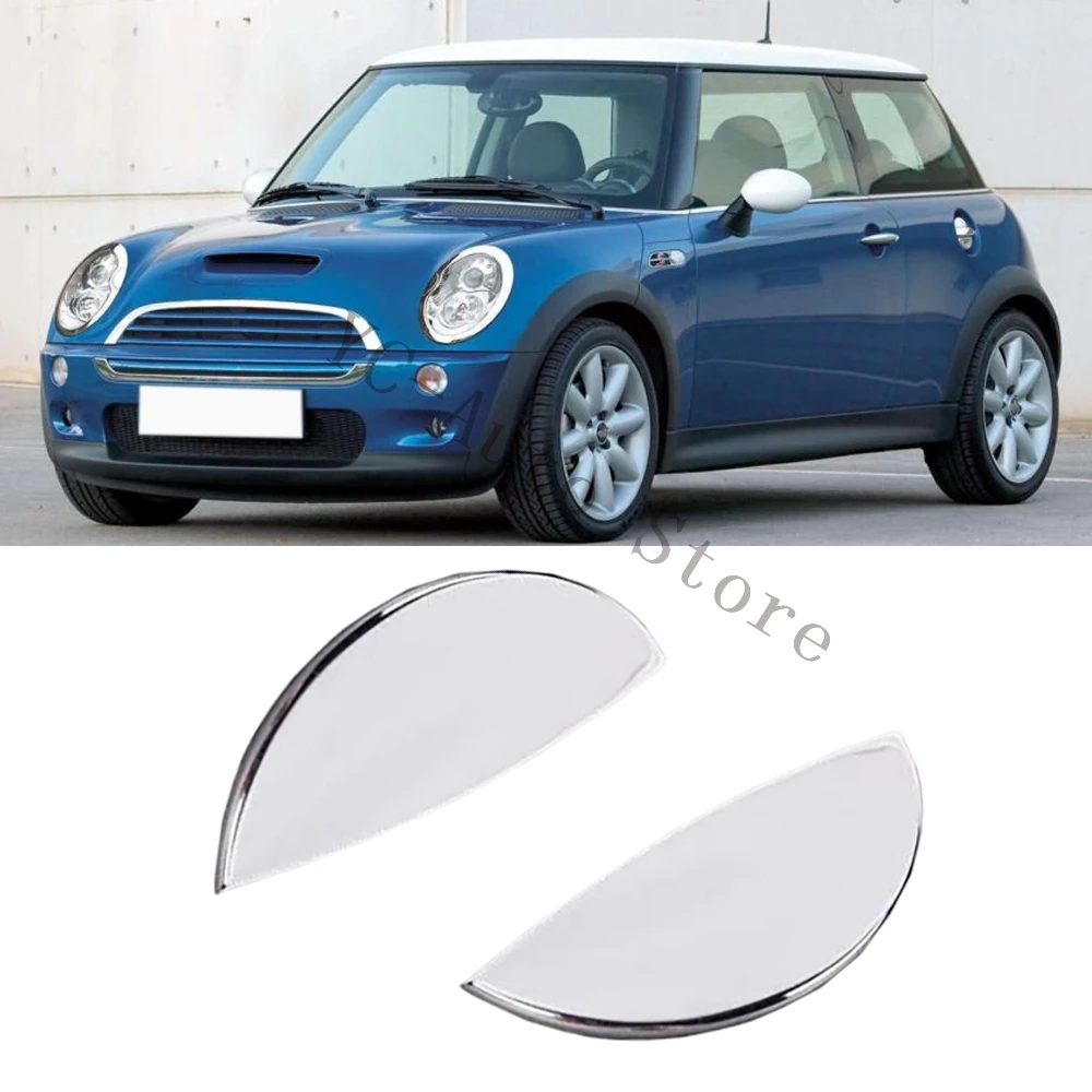 For BMW Mini Cooper Cabrio S R50 R52 R53 Car Front Bumper Headlight Washer Nozzle Cover Chrome Trim Cap Accessories