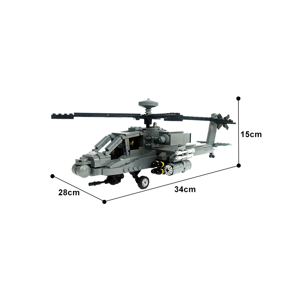 MOC AH-64D Apache Longbow Model Building Blocks Airplane Model Brick Toys Puzzle Toys Decorative Ornaments Children's Gifts