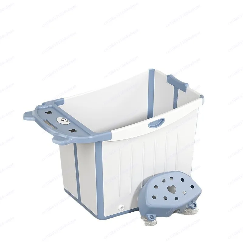Cartoon Baby Folding Tub Insulation Baby Swimming Heightened Bath Bath Bucket Medium Large Children's Tub Thickened