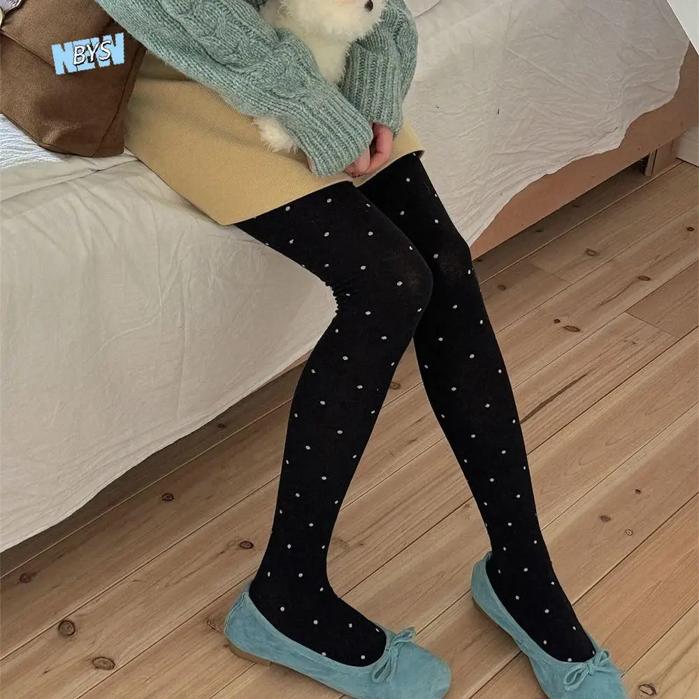 

Fashionable Polka Dot Pantyhose Breathable Speckled Lady's Knitted Stockings High Waist High-elastic Winter Thermal Tights
