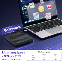 5 in 1 External Blu Ray Drive Portable Bluray Player USB 3.0 CD DVD Burner with SD/TF Port Multifunction BD-Combo Optical Drives