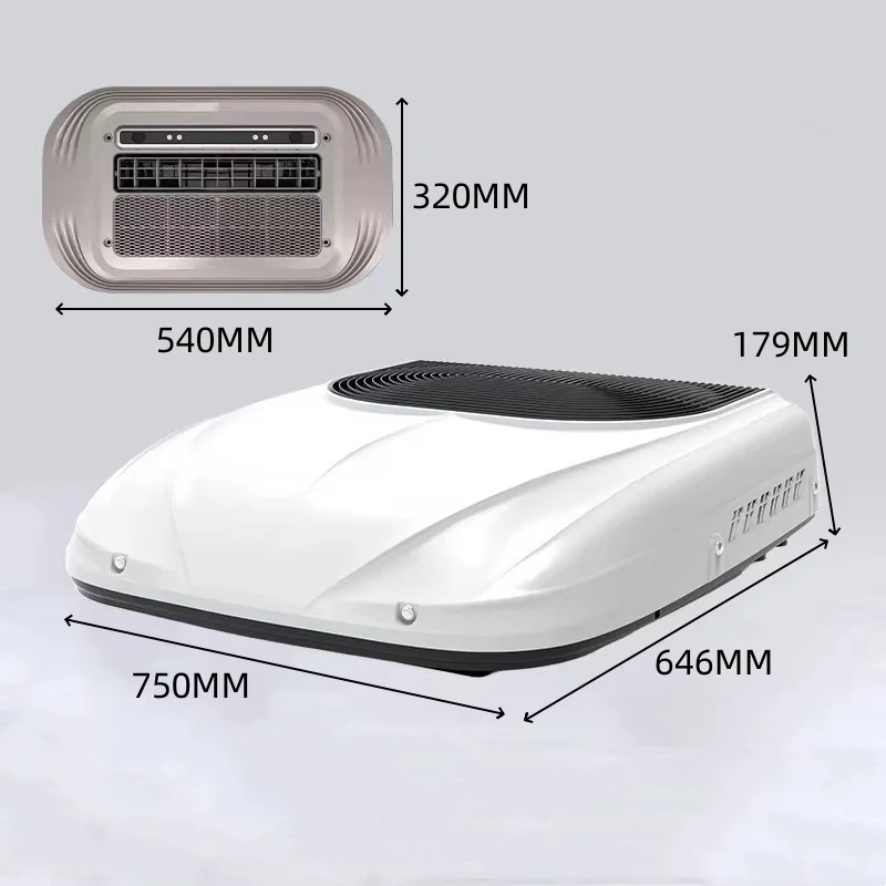 مكيف هواء مثبت على السطح 12 فولت تيار مستمر 12 فولت 24 فولت مكيف هواء لوقوف السيارات الكهربائية لسيارة فان شاحنة حافلة قافلة