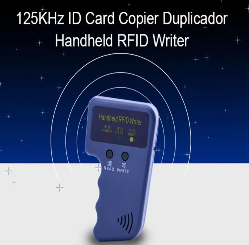 Handheld 125KHz RFID Duplicator Copier  ID Writer Programmer Reader + Keys+ Keychain Access Control Card Reader