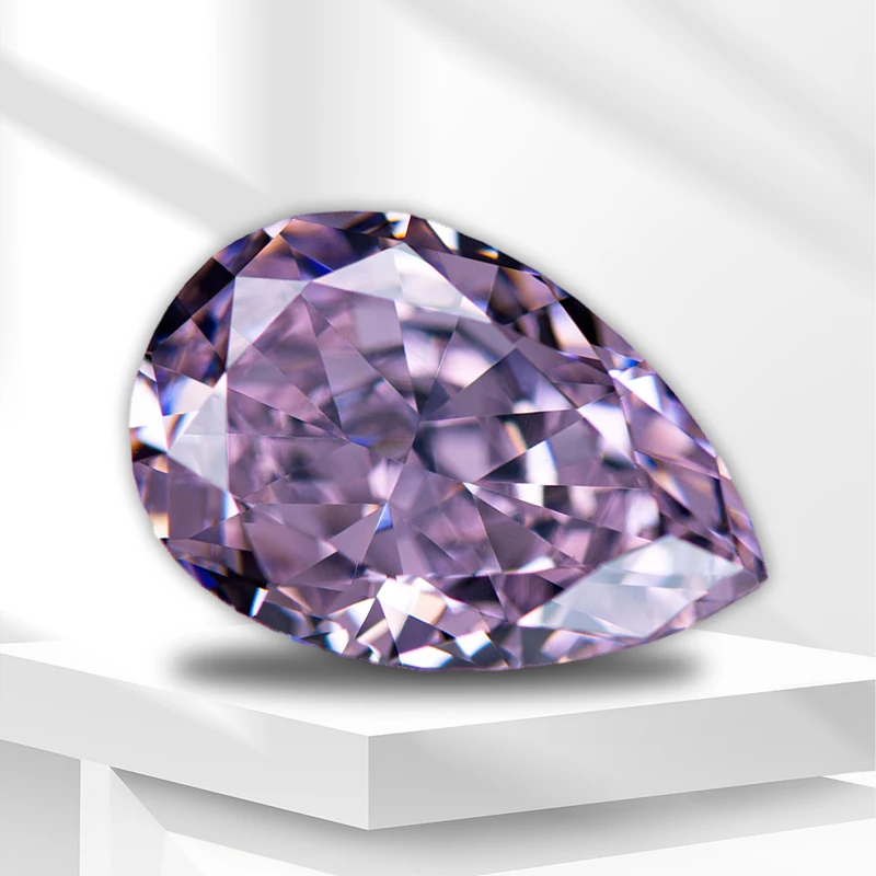 

4k Crushed Ice Cut High Carbon Diamond Cubic Zirconia Light Pink Color Pear Shape Lab Synthetic Cz Stone Women Jewelry Making