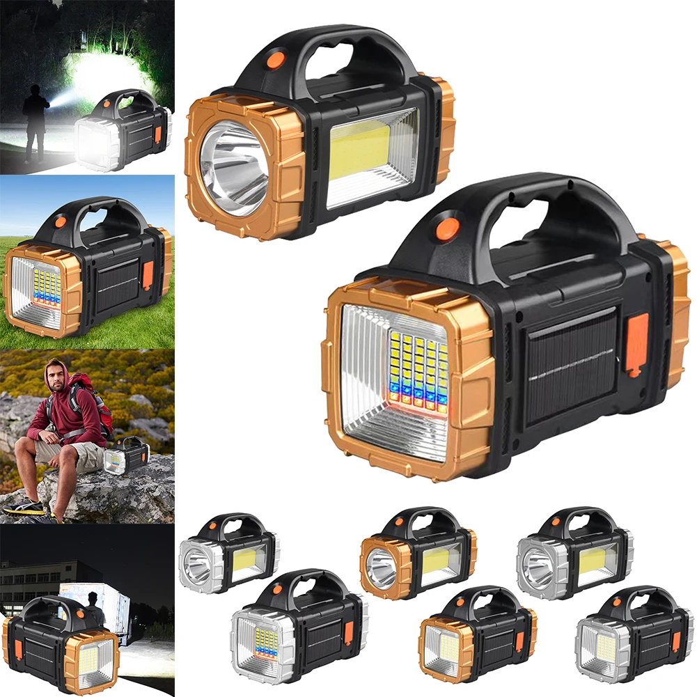 ไฟฉายแคมป์ปิ้งพาวเวอร์แบงค์ 8 โหมดไฟ LED กำลังสูงไฟฉาย USB ชาร์จได้ 1500mAh พลังงานแสงอาทิตย์สำหรับเหตุฉุกเฉินกลางแจ้ง