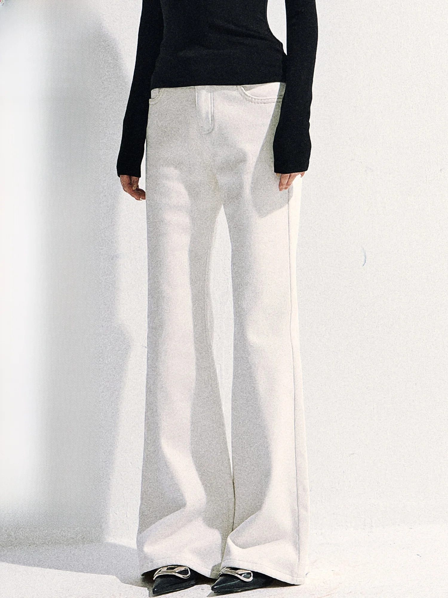 

0PASSION Американские ретро-джинсы с цветной флисовой подкладкой, расклешенные, женские, новые, для фигуры типа «груша», длинные брюки, для повседневной носки, с низкой талией